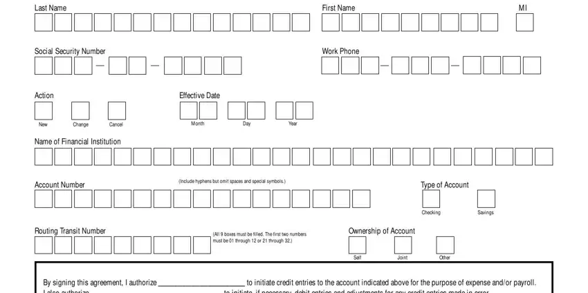 stage 1 to filling in direct deposit for rent payment