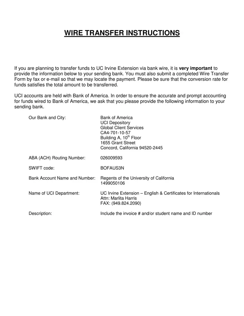 Wire Transfer Blank Template first page preview